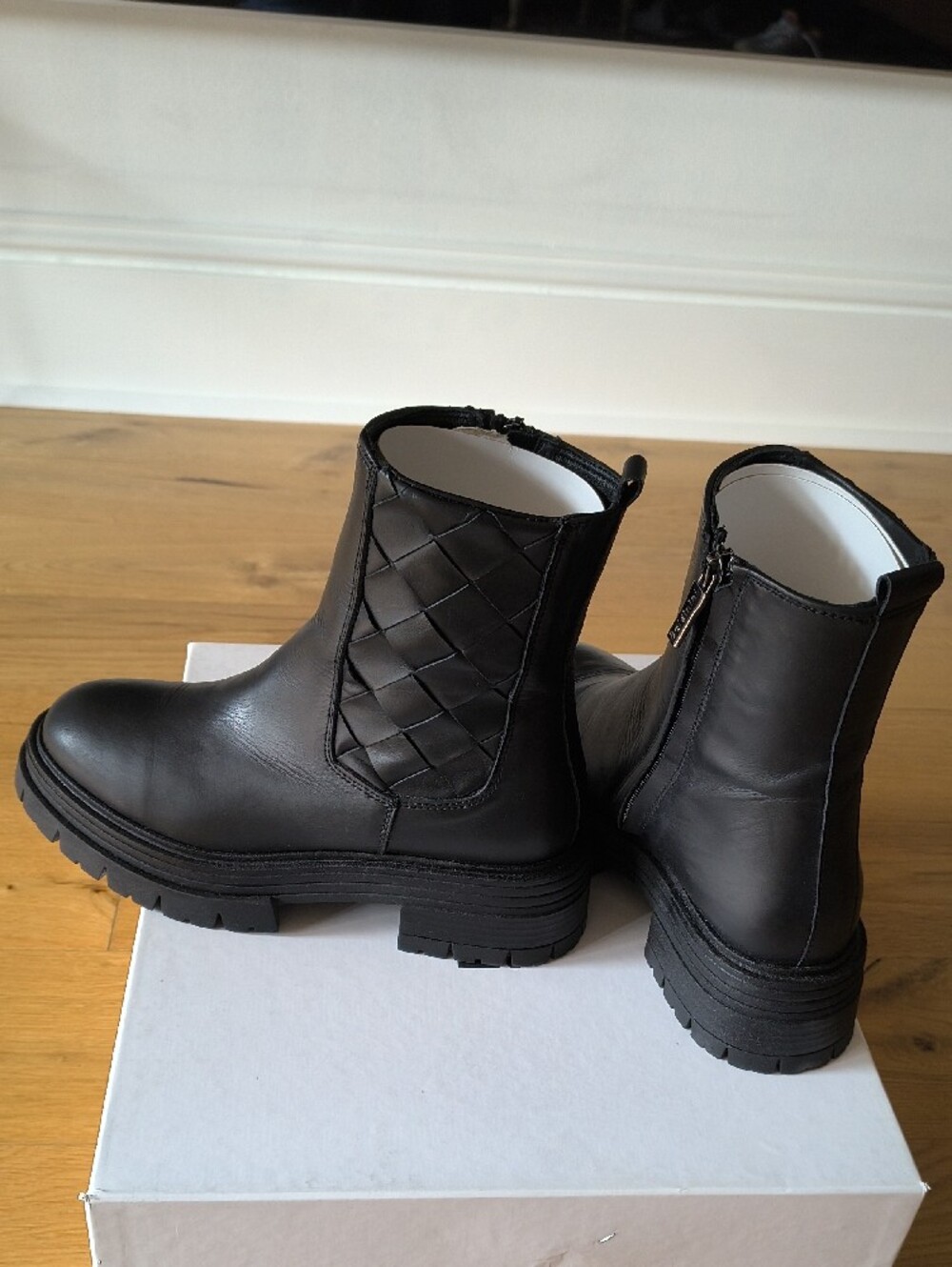 Baldinini Black Leather Chunky Platform Ankle Boots Made In Italy Size 36 - Picture 5 of 11